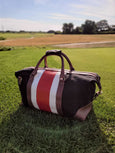 Black Canvas Striped Leather Duffle Bag - FH Wadsworth