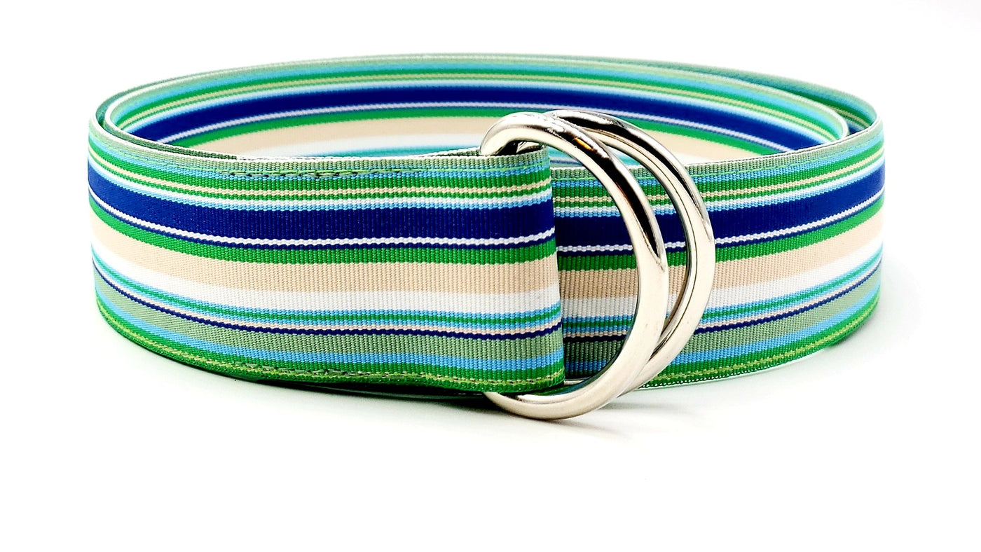 Blue Lagoon Striped Ribbon Belt - FH Wadsworth