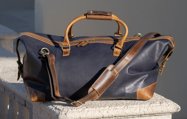 Maidstone Blue Leather Duffle Bag