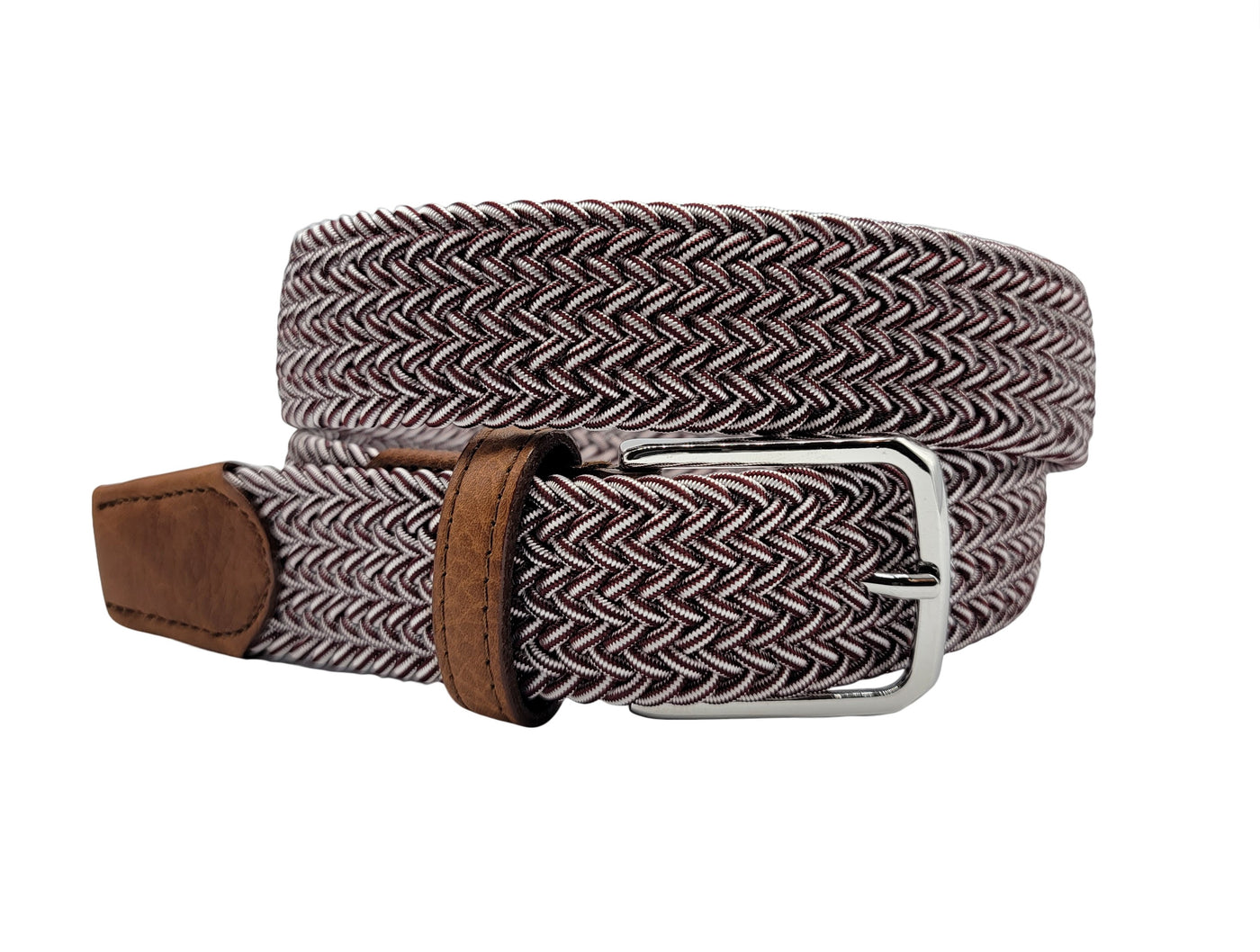 Burgundy & White Stretch Belt