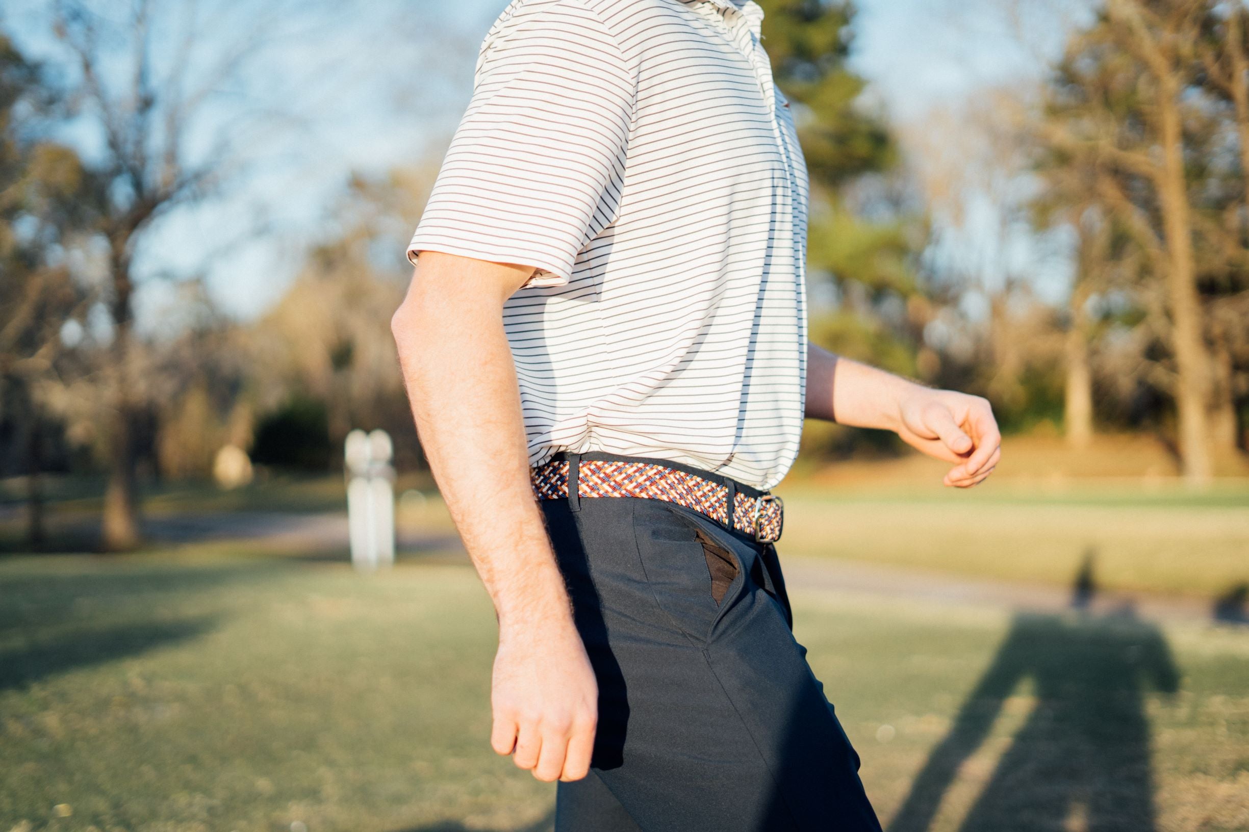 Maroon & Orange Interwoven Elastic Stretch Belt - FH Wadsworth