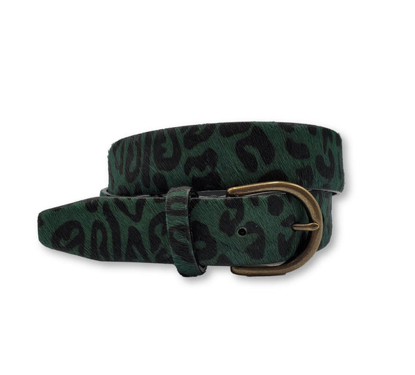 Green and Black Leopard Print Belt - FH Wadsworth