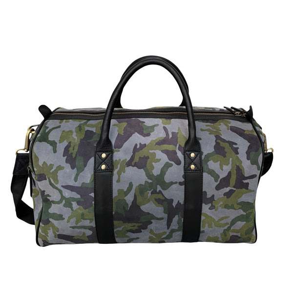 Camouflage Suede Weekender Bag