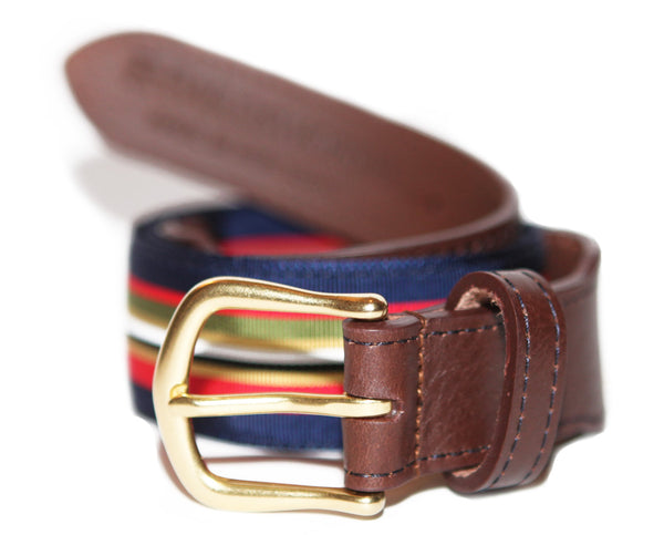 Kingfisher Leather Tab Ribbon Belt - FH Wadsworth