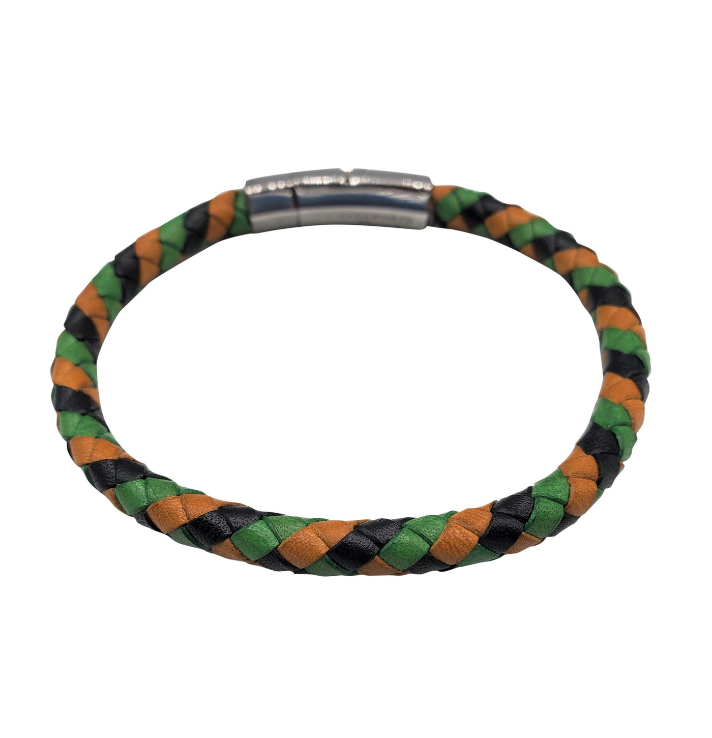 Multicolored Yellow Green Blue Braided Leather Bracelet