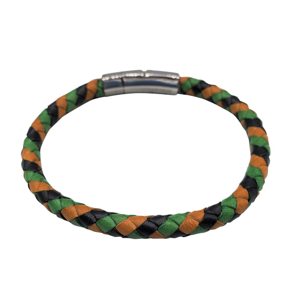 Multicolored Yellow Green Blue Braided Leather Bracelet