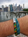 Multicolored Yellow Green Blue Braided Leather Bracelet