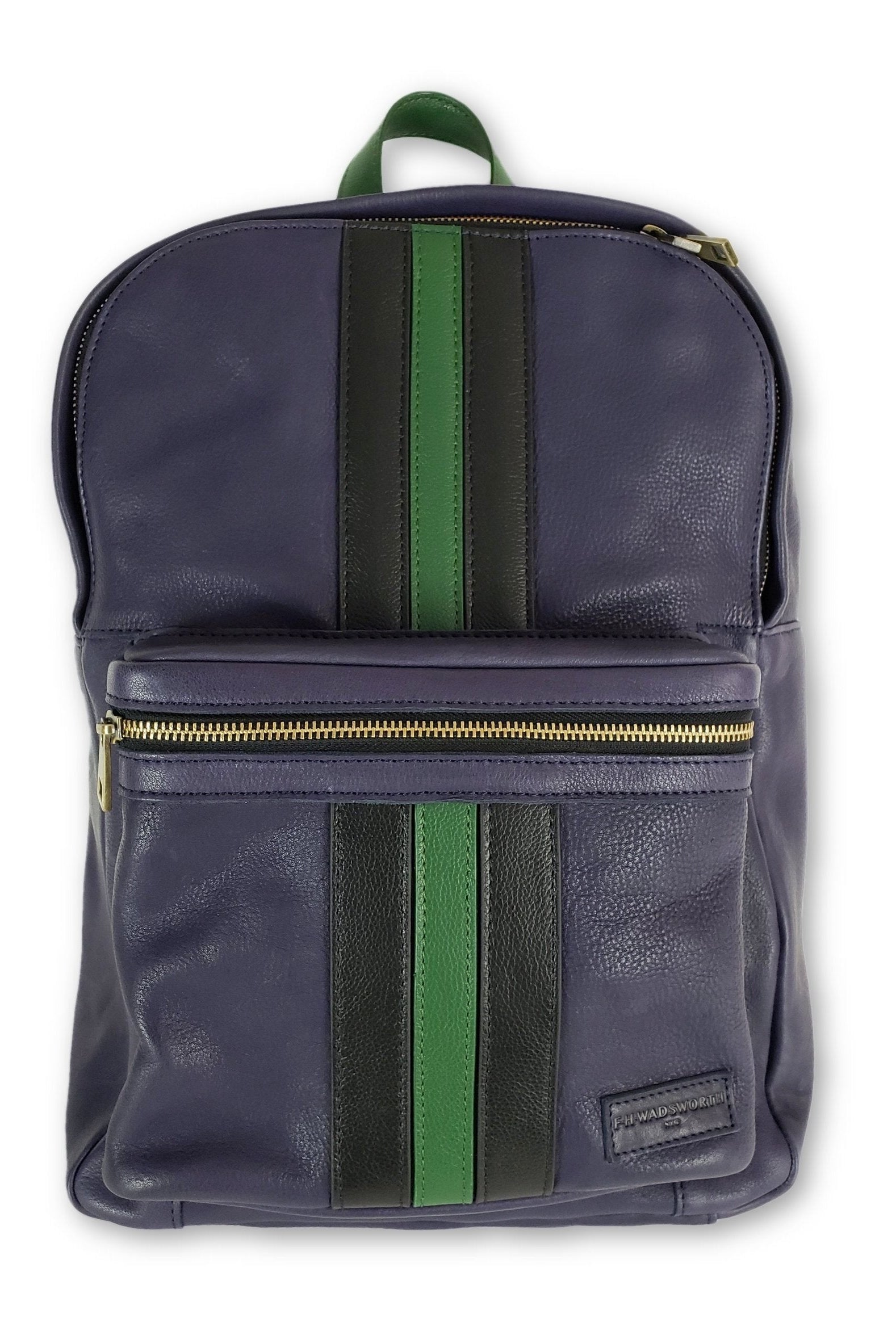 Purple Leather Striped Backpack - FH Wadsworth