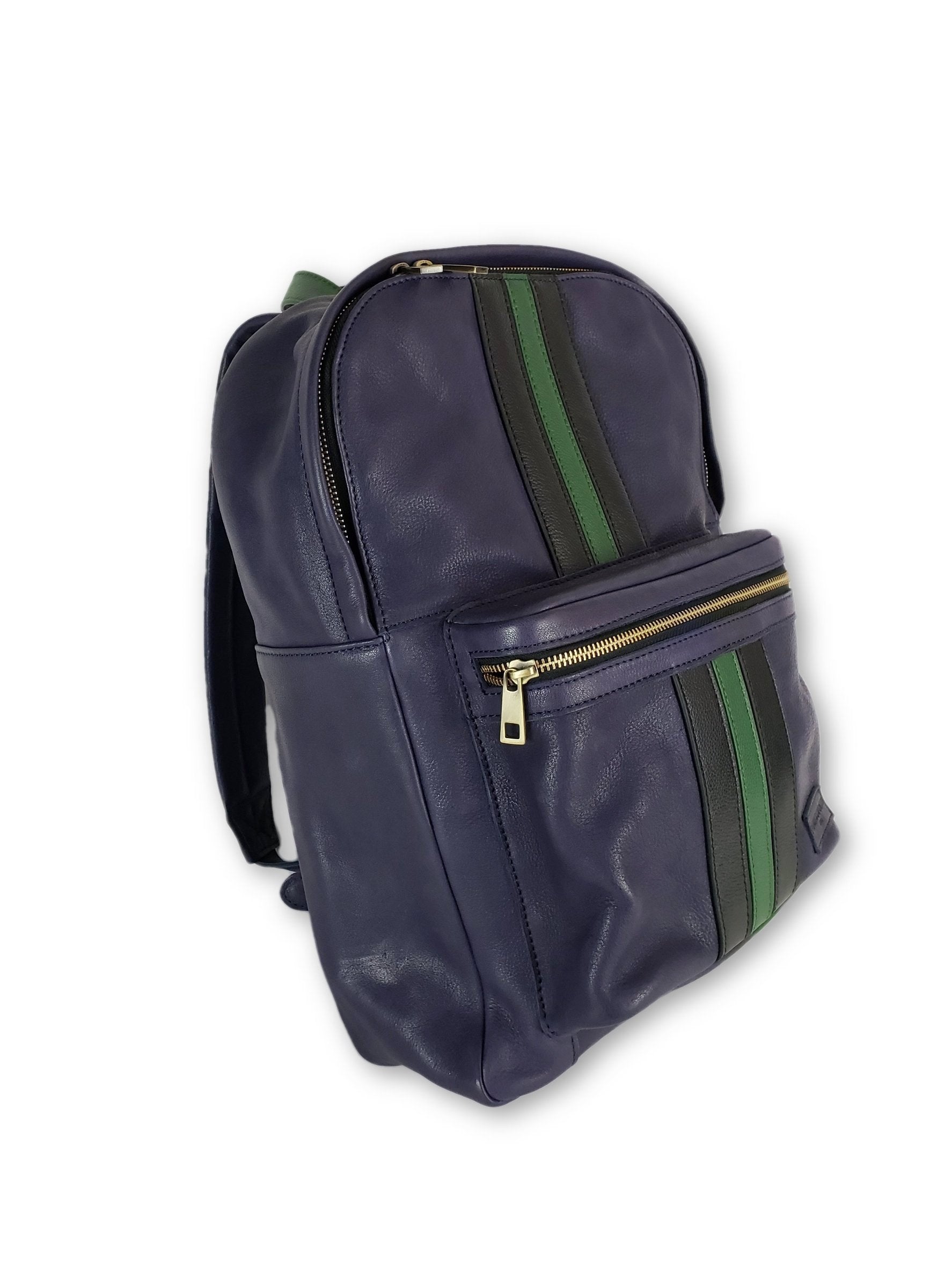Purple Leather Striped Backpack - FH Wadsworth