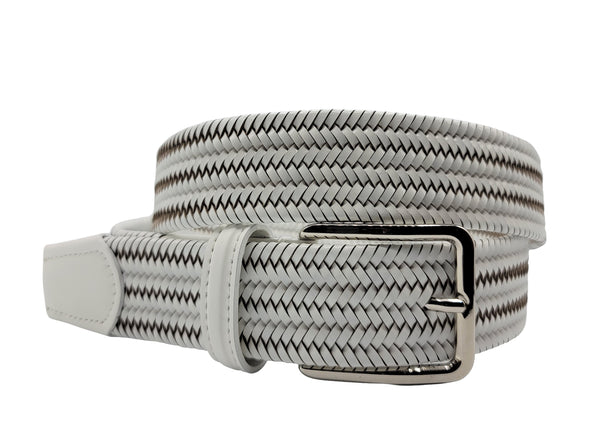 White Leather Stretch Belt