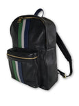 Black Leather Striped Backpack - FH Wadsworth