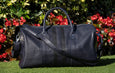 Blue Leather Duffle Bag