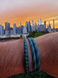 Blue & Green Braided Leather Bracelet