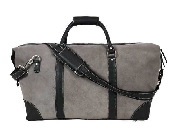 Grey Suede Duffle Bag