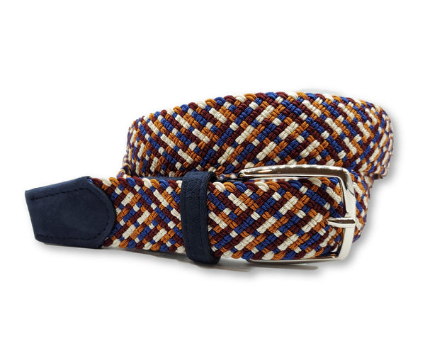 Maroon & Orange Interwoven Elastic Stretch Belt - FH Wadsworth
