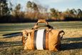 Leather Striped Canvas Duffel Bag