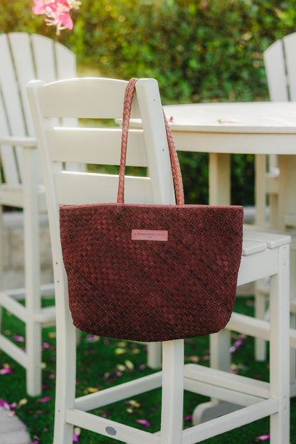 Woven Suede Tote Bag