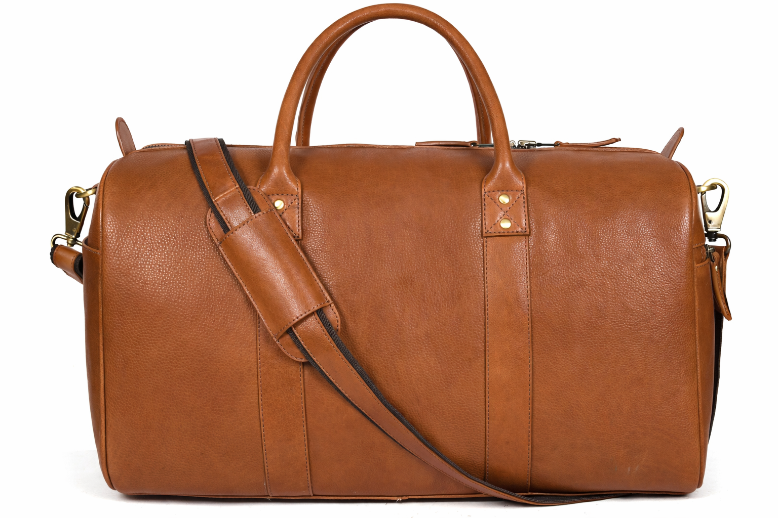 Classic Tan Leather Duffel Bag