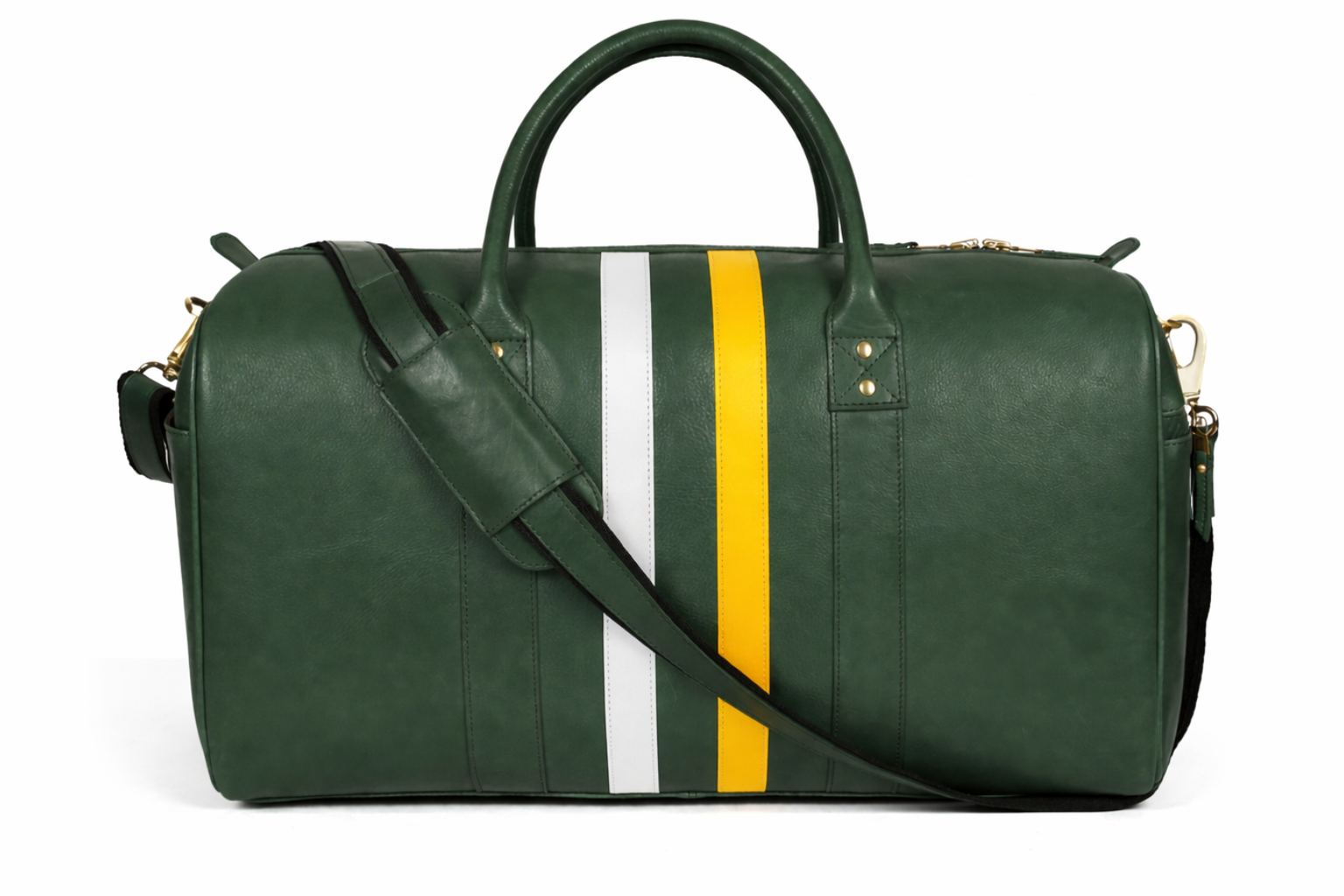 Forest Green Stripe Duffel Bag