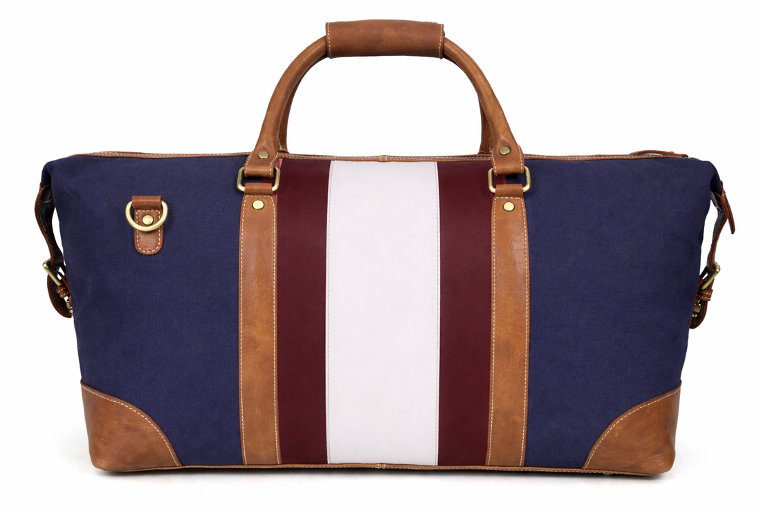 Navy Saddle Stripe Duffel Bag
