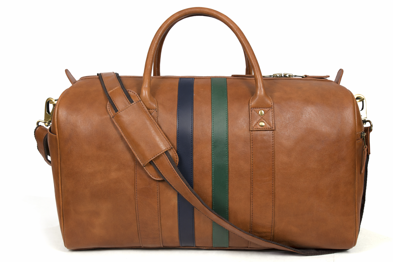 Vintage Tan Stripe Duffel Bag