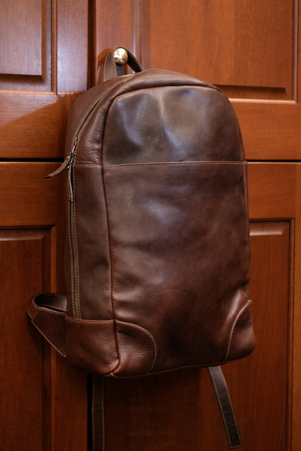 Dark Brown Leather Backpack