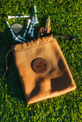 Tan Leather Drawstring Pouch