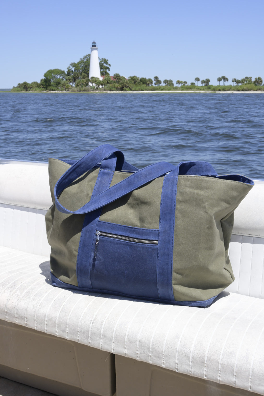 Olive &amp; Blue Oversized Waxed Canvas Tote Bag