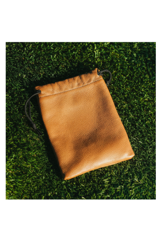 Tan Leather Drawstring Pouch
