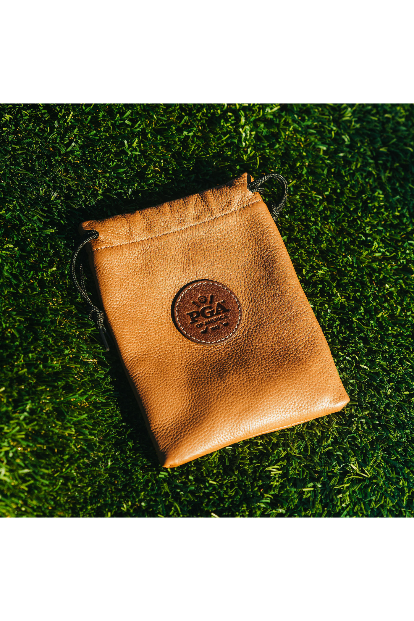 Tan Leather Drawstring Pouch