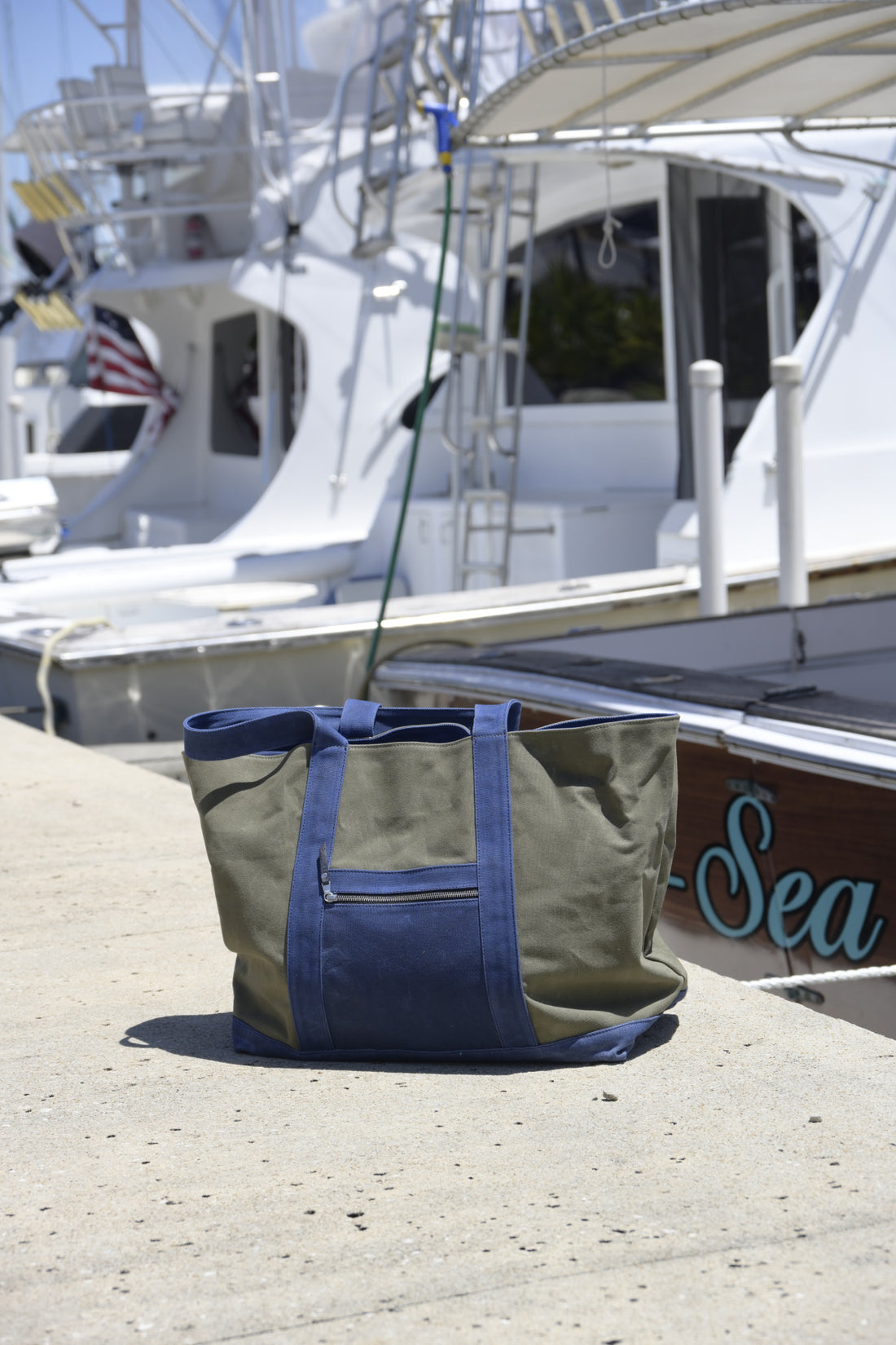 Olive &amp; Blue Oversized Waxed Canvas Tote Bag