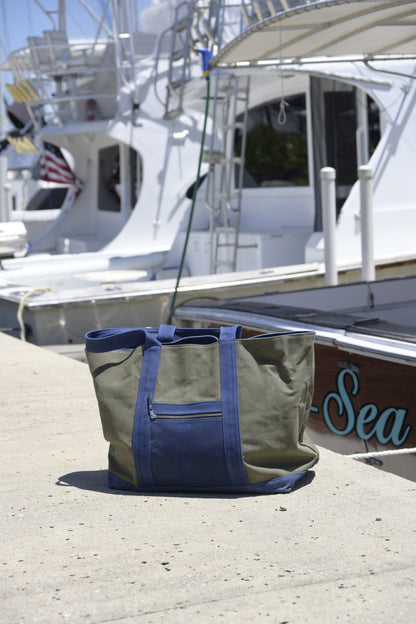 Olive &amp; Blue Oversized Waxed Canvas Tote Bag
