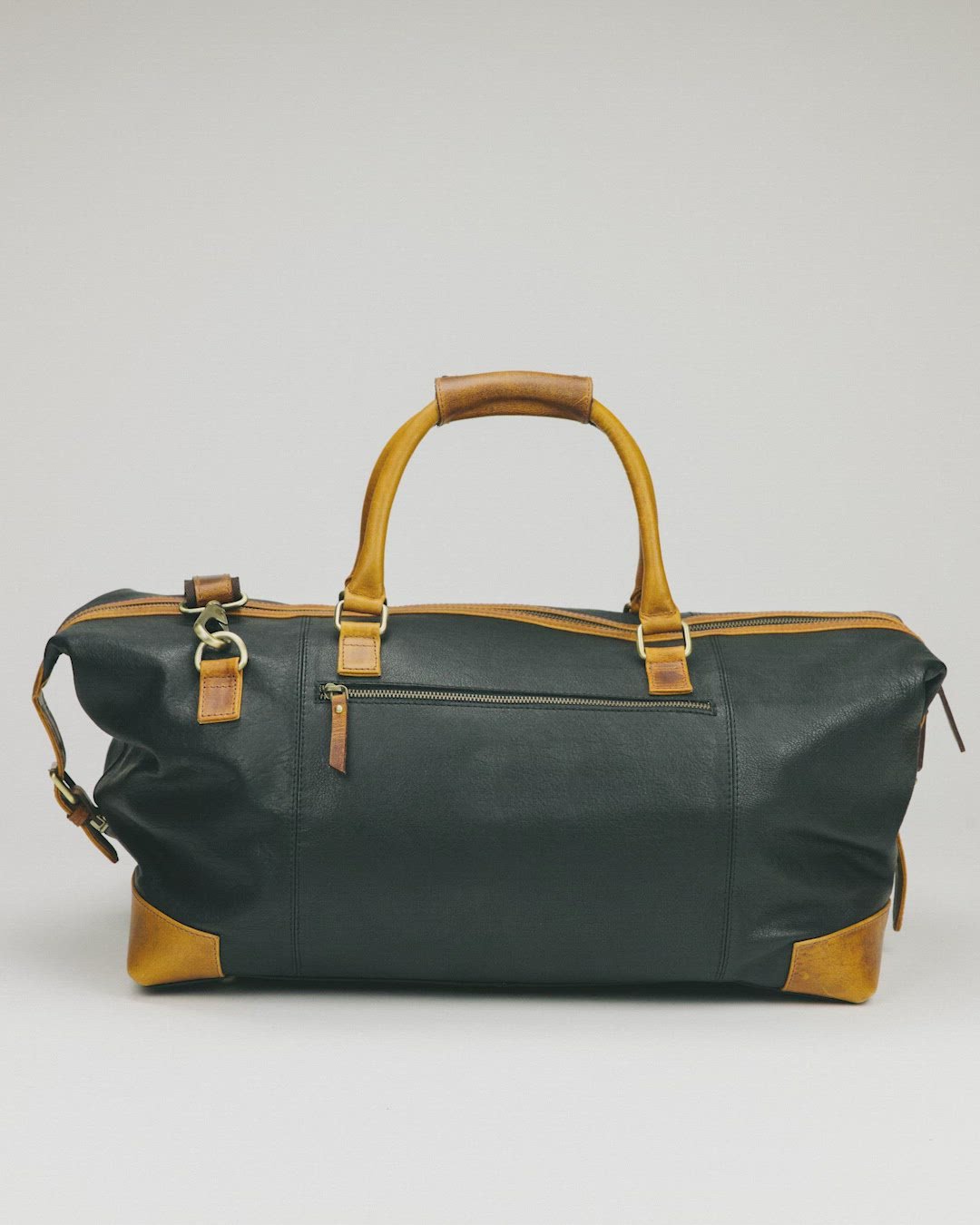 Black &amp; Tan Leather Duffle Bag