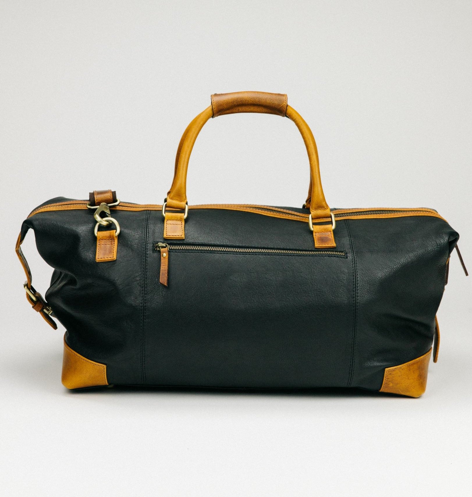 Black &amp; Tan Leather Duffle Bag