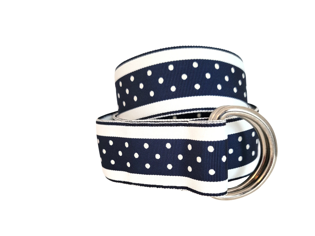 Blue Polka Dot Ribbon Belt - FH Wadsworth