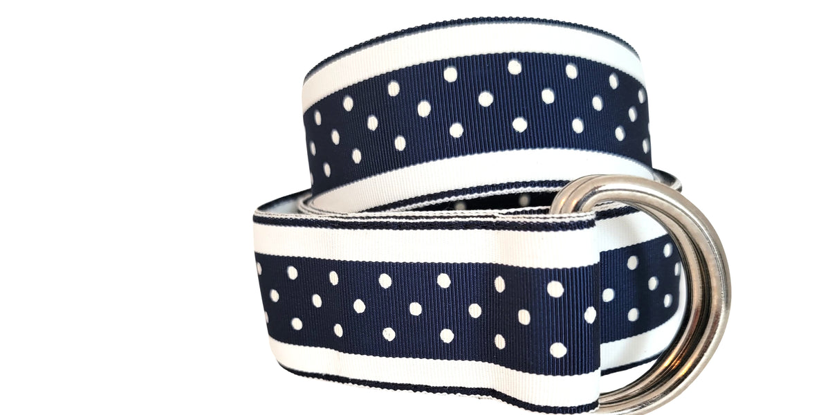 FH Wadsworth Polka dot striped D-ring ribbon belt display picture 1