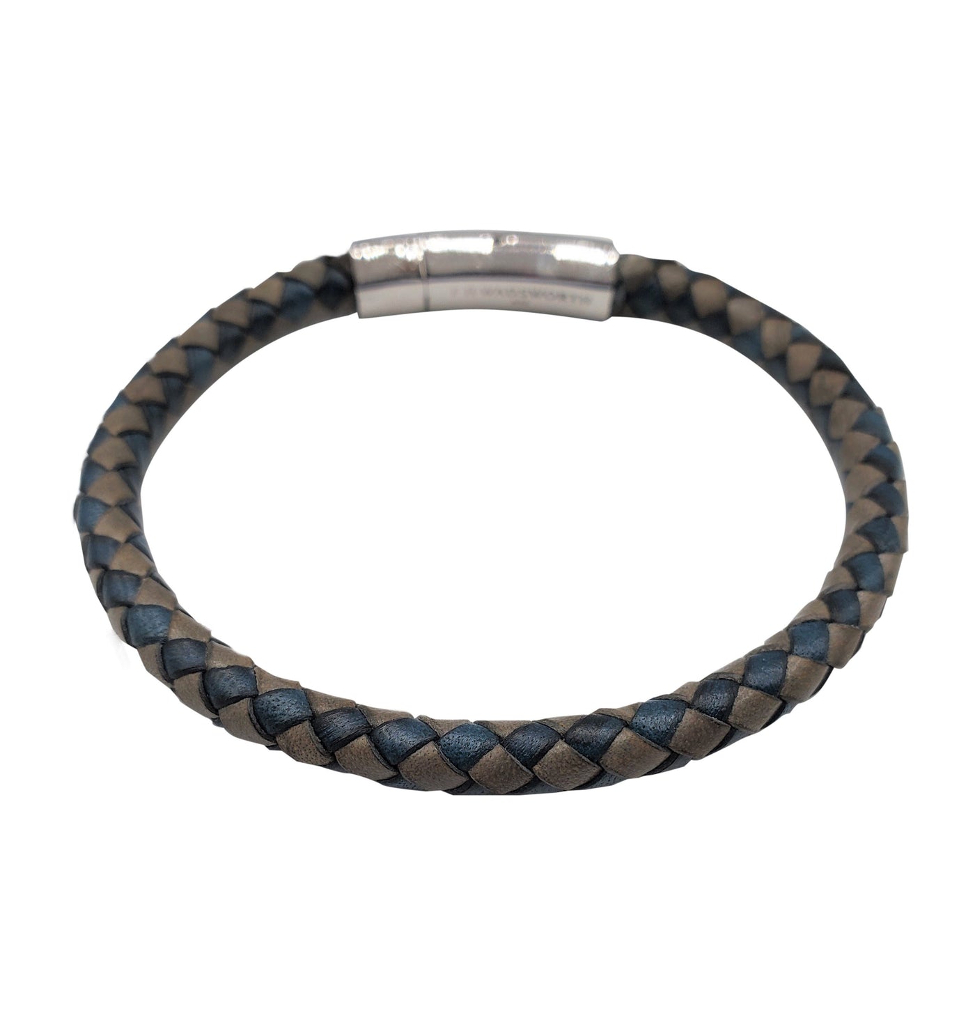 Blue & Grey Braided Leather Bracelet