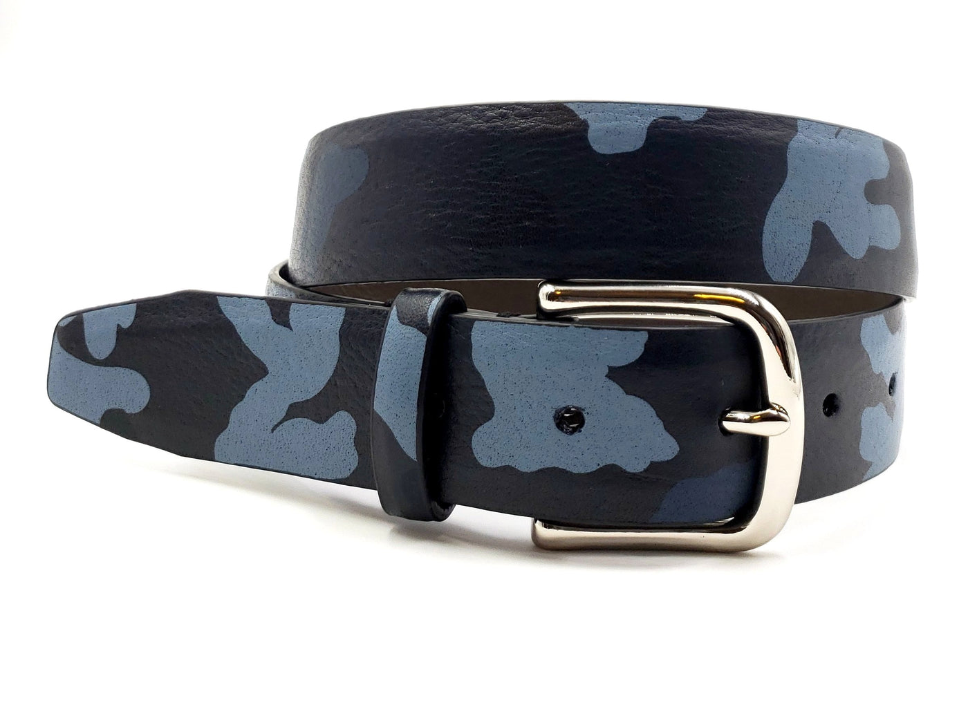 Blue Leather Camouflage Print Belt - FH Wadsworth