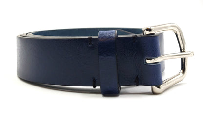 Solid Blue Leather Belt - FH Wadsworth