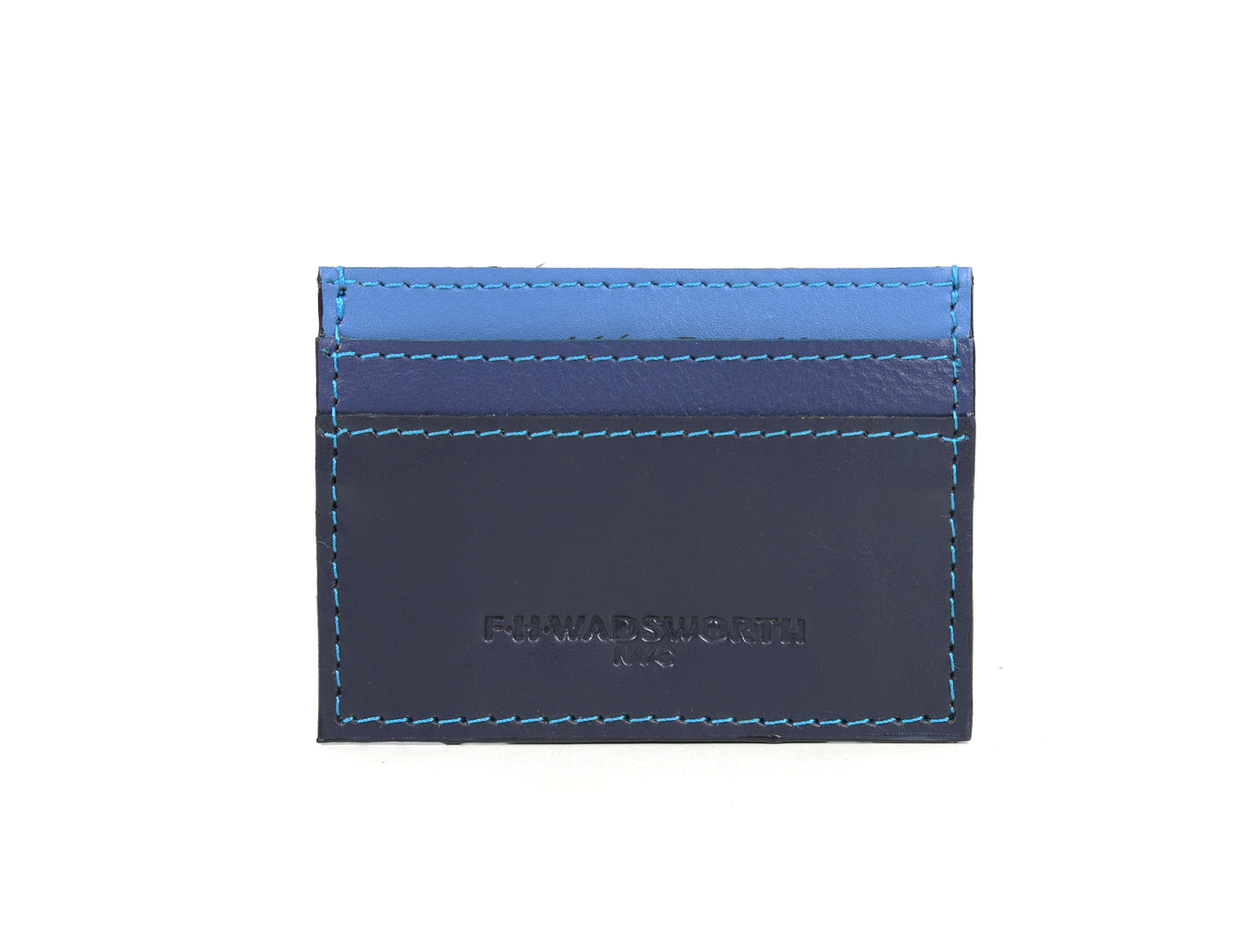 Multi-Blue Leather Card Case