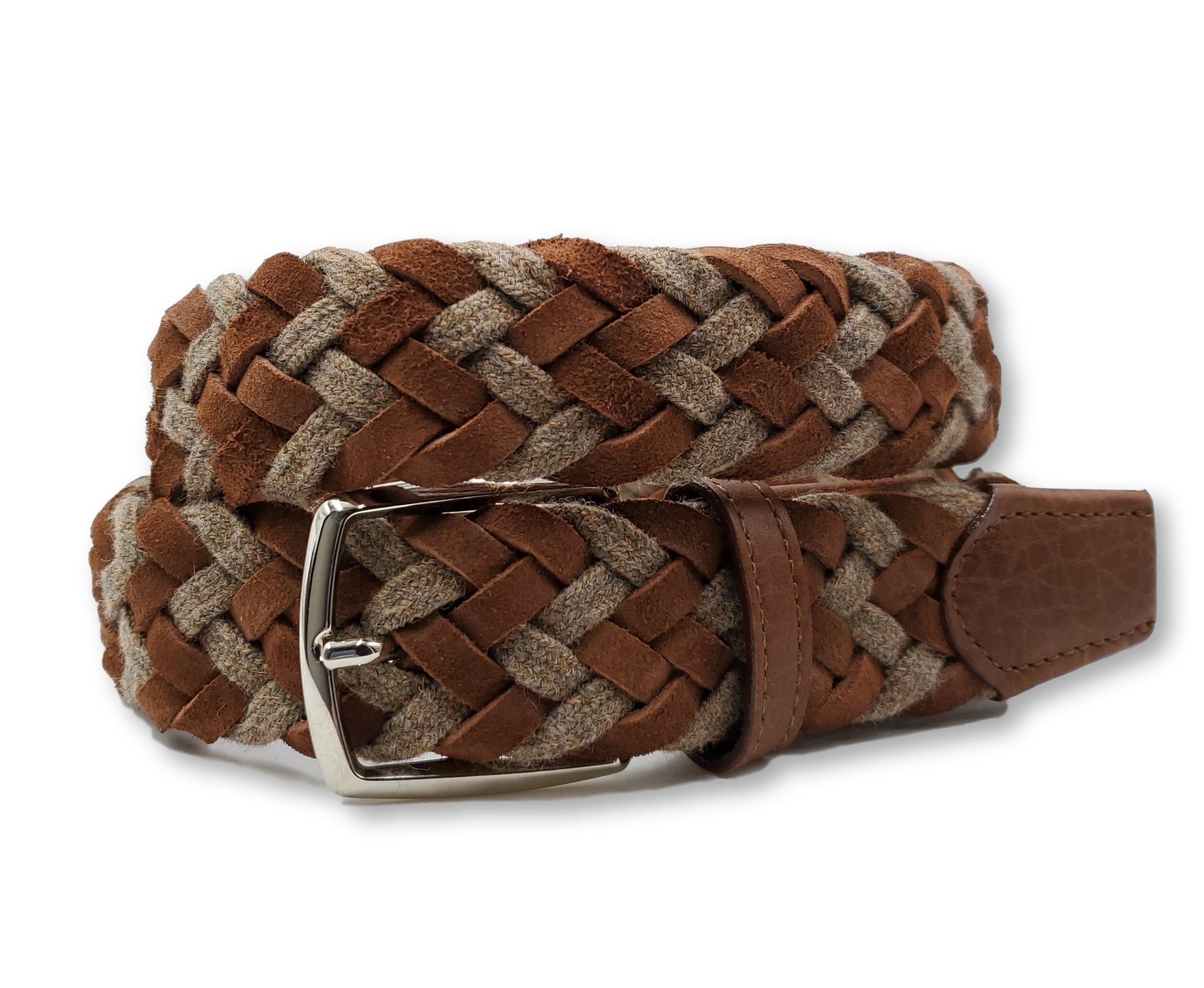 Braided Wool &amp; Suede Belt - FH Wadsworth