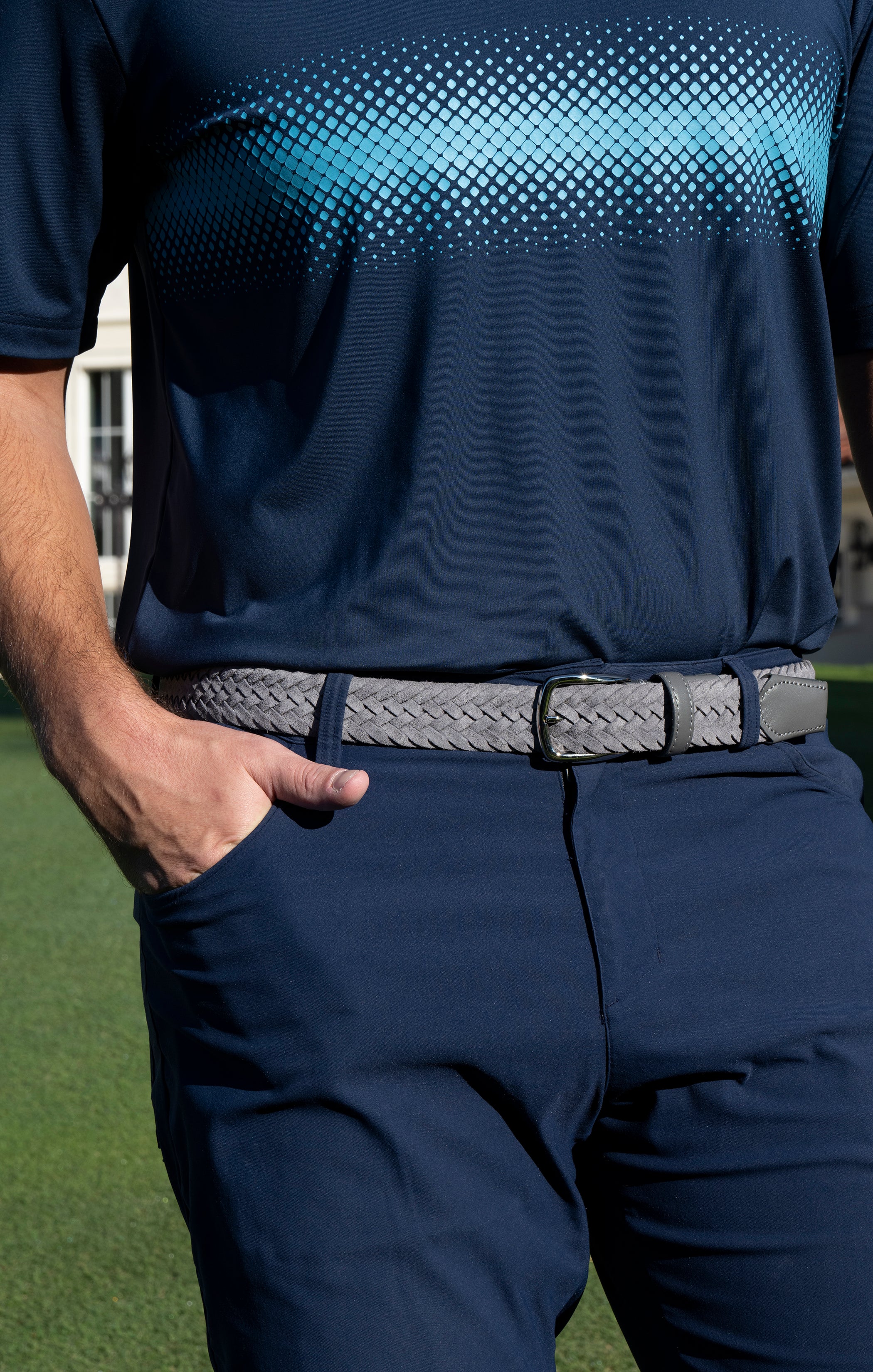 Braided Grey Suede Belt