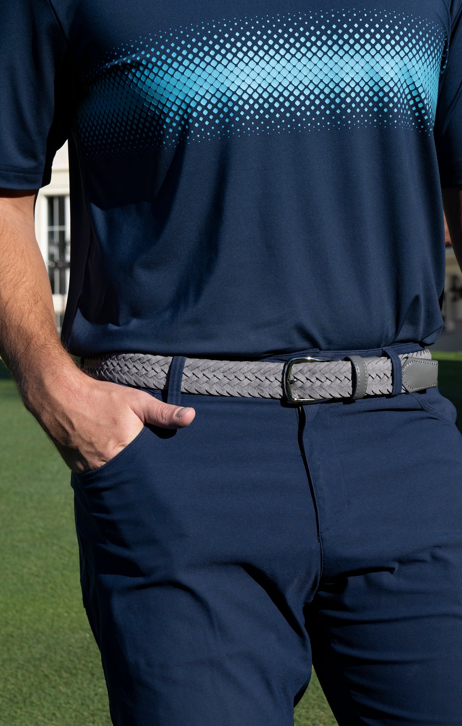 Braided Grey Suede Belt