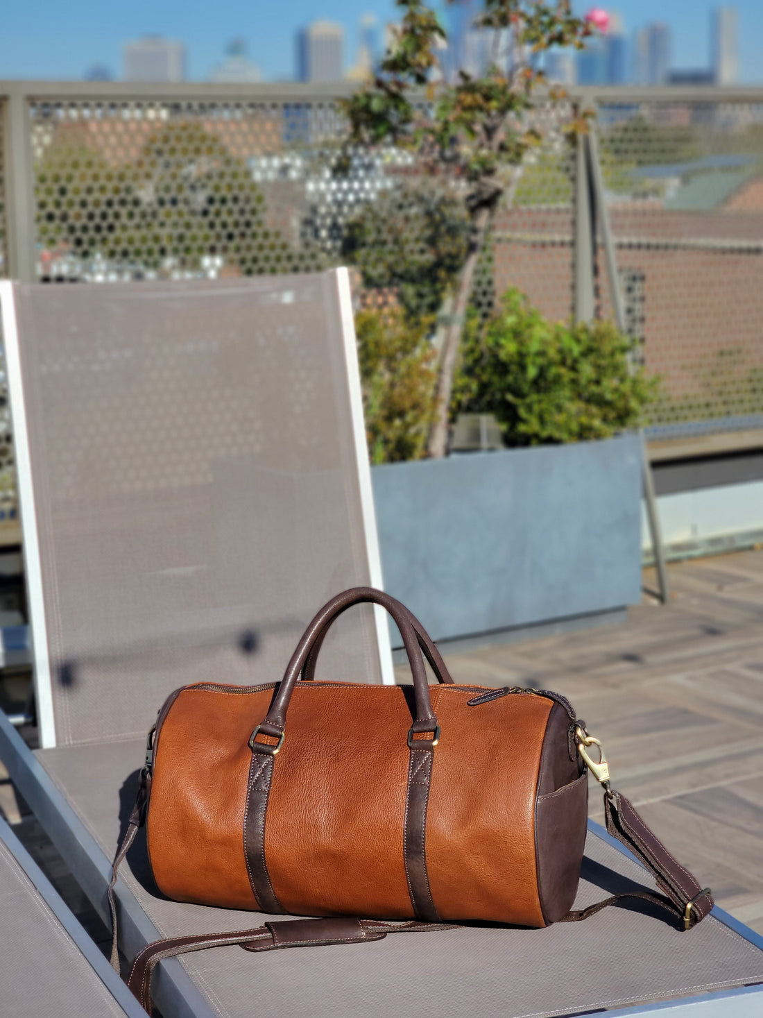 Brown Leather Duffel Bag - FH Wadsworth