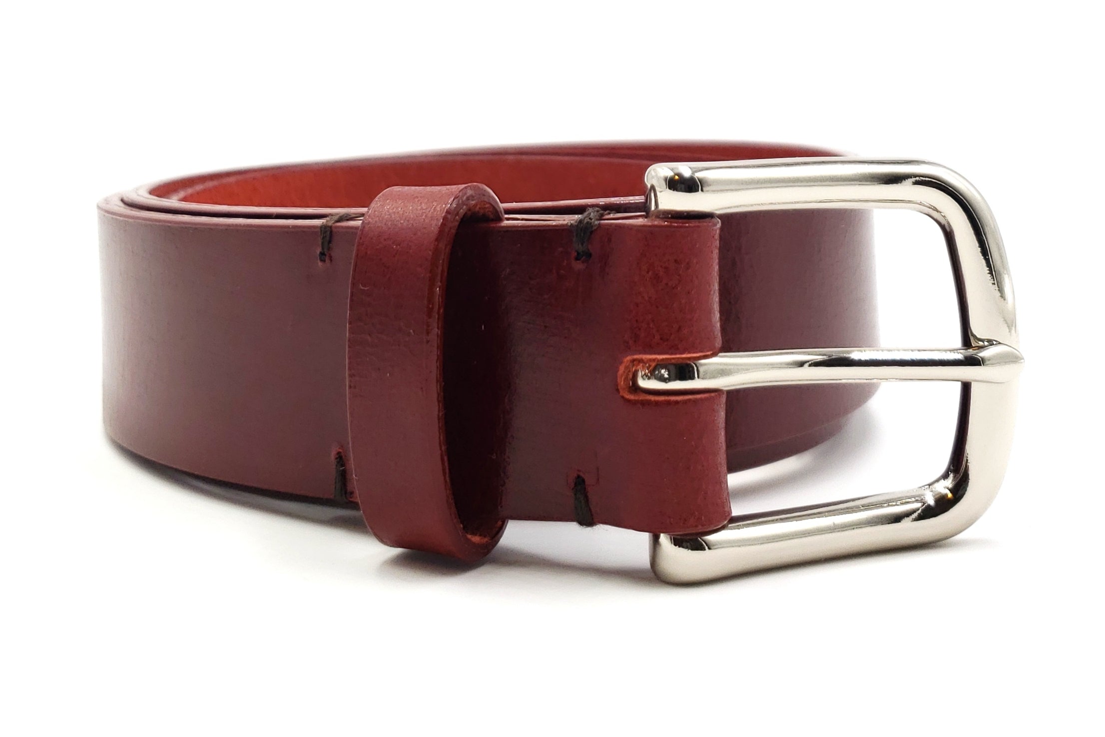 Deep Burgundy Leather Belt - FH Wadsworth