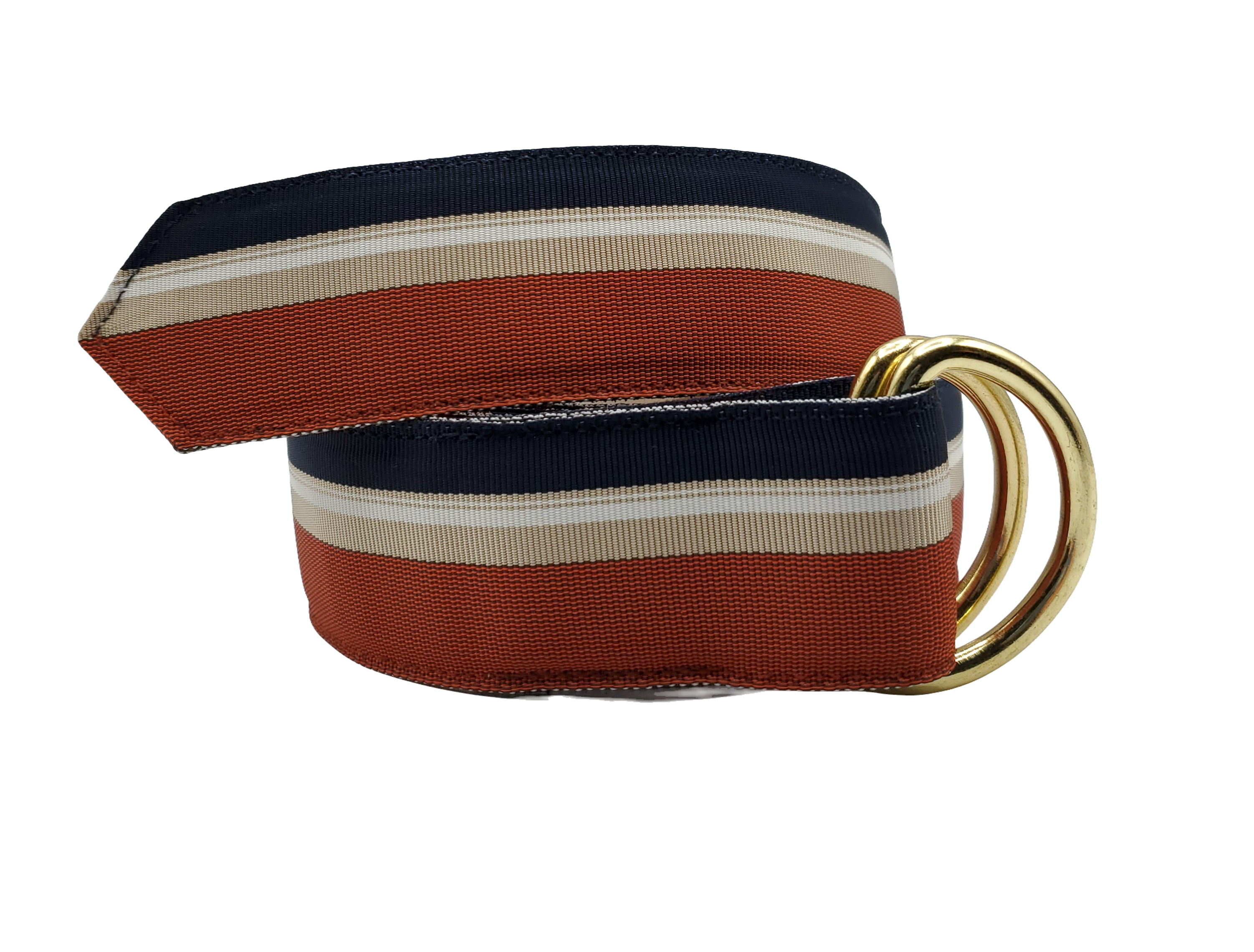 Burnt Orange &amp; Navy Ribbon Belt - FH Wadsworth