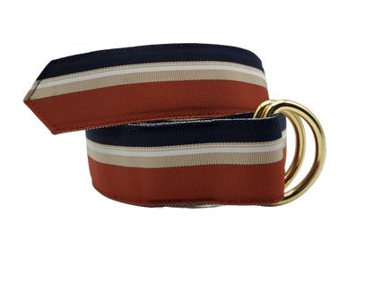 Burnt Orange &amp; Navy Ribbon Belt - FH Wadsworth
