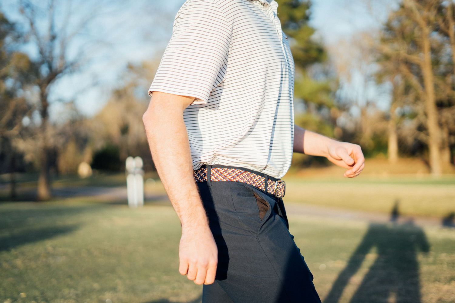 Maroon &amp; Orange Interwoven Elastic Stretch Belt - FH Wadsworth