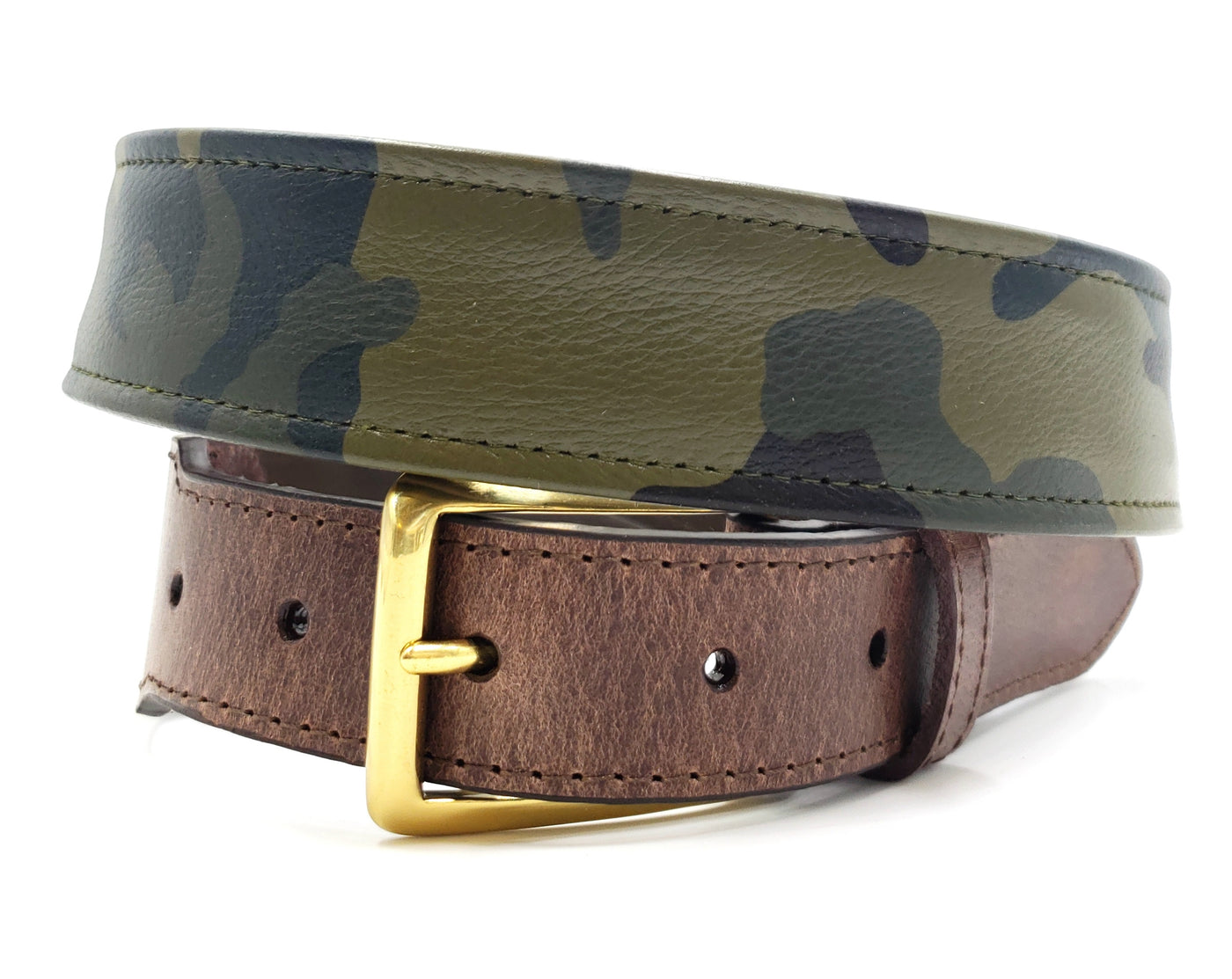 Green Camouflage Leather Belt - FH Wadsworth
