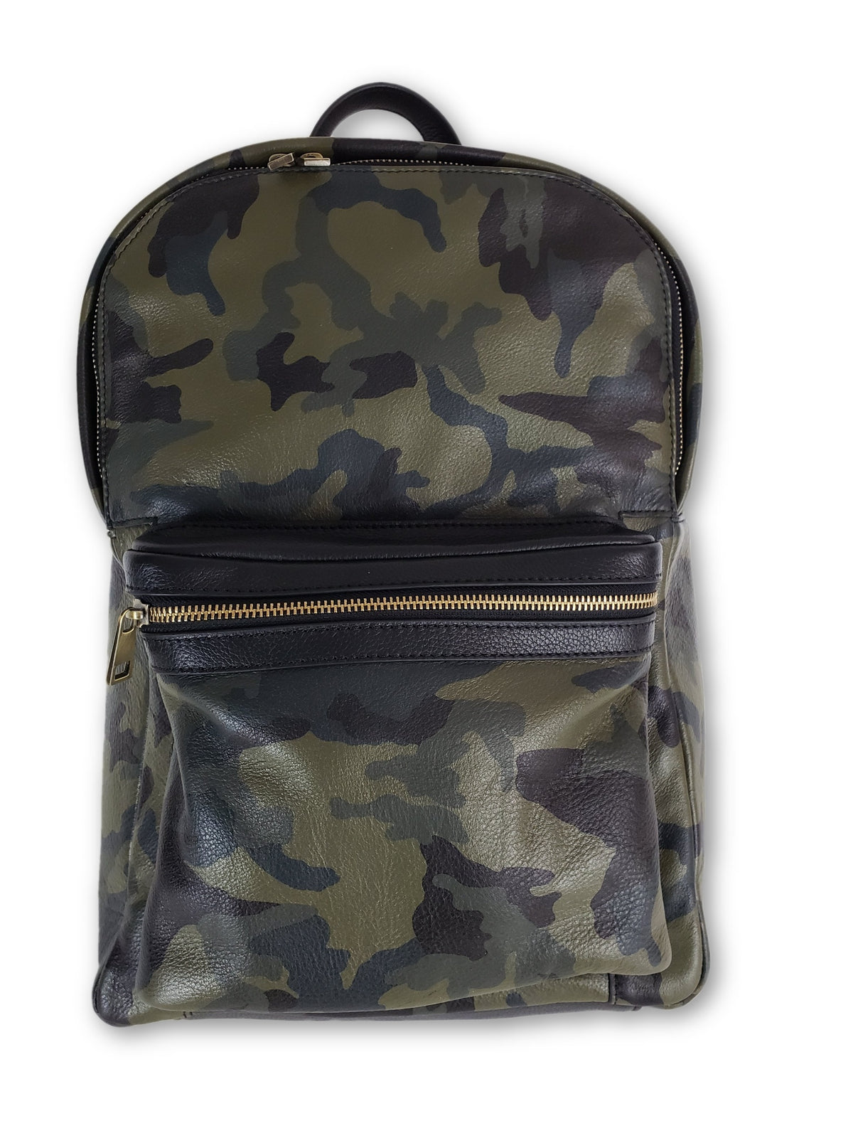 Green Camo Leather Backpack FH Wadsworth